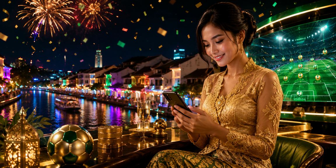 Pengguna wanita Melaka menikmati permainan kasino mudah alih dalam pakaian tradisional kebaya